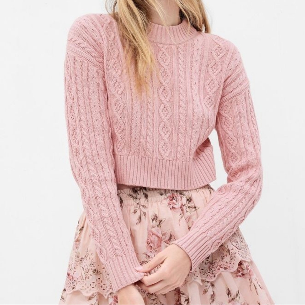 Gap x LoveShackFancy Cable-Knit Cropped Sweater